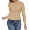 imageIWOLLENCE Womens Long Sleeve Thermal Shirts Crewneck Fleece Undershirt Plain Base Layer Tops Cold Weather UnderwearCkhaki