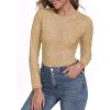 imageIWOLLENCE Womens Long Sleeve Thermal Shirts Crewneck Fleece Undershirt Plain Base Layer Tops Cold Weather UnderwearCkhaki
