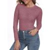 imageIWOLLENCE Womens Long Sleeve Thermal Shirts Crewneck Fleece Undershirt Plain Base Layer Tops Cold Weather UnderwearCrust Red
