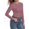 imageIWOLLENCE Womens Long Sleeve Thermal Shirts Crewneck Fleece Undershirt Plain Base Layer Tops Cold Weather UnderwearCrust Red