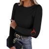 imageIWOLLENCE Womens Long Sleeve Thermal Shirts Crewneck Fleece Undershirt Plain Base Layer Tops Cold Weather UnderwearCblack