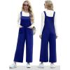 imageIWOLLENCE Jumpsuits For Women Boho Overalls Casual Long Bib Loose Womens Rompers with Pockets 20254 Navy Blue