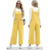 imageIWOLLENCE Jumpsuits For Women Boho Overalls Casual Long Bib Loose Womens Rompers with Pockets 20257 Yellow