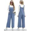 imageIWOLLENCE Jumpsuits For Women Boho Overalls Casual Long Bib Loose Womens Rompers with Pockets 20258 Blue Gray
