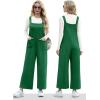 imageIWOLLENCE Jumpsuits For Women Boho Overalls Casual Long Bib Loose Womens Rompers with Pockets 20259 Green