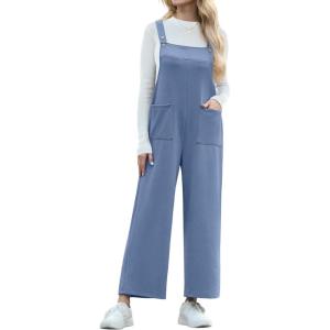 imageIWOLLENCE Jumpsuits For Women Boho Overalls Casual Long Bib Loose Womens Rompers with Pockets 20258 Blue Gray
