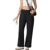 imageIWOLLENCE Womens Wide Leg Sweatpants Mid Rise Adjustable Drawstring Baggy Sweat Pants with PocketsBlack