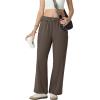 imageIWOLLENCE Womens Wide Leg Sweatpants Mid Rise Adjustable Drawstring Baggy Sweat Pants with PocketsBrown