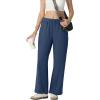 imageIWOLLENCE Womens Wide Leg Sweatpants Mid Rise Adjustable Drawstring Baggy Sweat Pants with PocketsNavy Blue