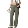 imageIWOLLENCE Womens Wide Leg Sweatpants Mid Rise Adjustable Drawstring Baggy Sweat Pants with PocketsOlive Green