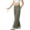 imageIWOLLENCE Womens Wide Leg Sweatpants Mid Rise Adjustable Drawstring Baggy Sweat Pants with PocketsOlive Green