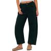 imageIWOLLENCE Womens Corduroy Barrel Pants MidRise Elastic Waist Casual Cord Wide Legs Baggy Pant with PocketsCdark Green