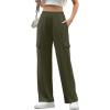 imageIWOLLENCE Womens Cargo Sweatpants Baggy Wide Straight Leg Sweats Pants with PocketsE02 Army Green