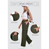 imageIWOLLENCE Womens Cargo Sweatpants Baggy Wide Straight Leg Sweats Pants with PocketsE02 Army Green