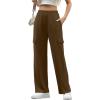 imageIWOLLENCE Womens Cargo Sweatpants Baggy Wide Straight Leg Sweats Pants with PocketsE02 Brown
