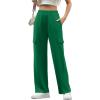 imageIWOLLENCE Womens Cargo Sweatpants Baggy Wide Straight Leg Sweats Pants with PocketsE02 Green