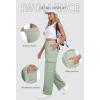 imageIWOLLENCE Womens Cargo Sweatpants Baggy Wide Straight Leg Sweats Pants with PocketsE02 Mint Green