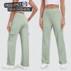 imageIWOLLENCE Womens Cargo Sweatpants Baggy Wide Straight Leg Sweats Pants with PocketsE02 Mint Green