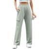 imageIWOLLENCE Womens Cargo Sweatpants Baggy Wide Straight Leg Sweats Pants with PocketsE02 Mint Green