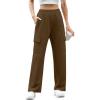 imageIWOLLENCE Womens Cargo Sweatpants Baggy Wide Straight Leg Sweats Pants with PocketsE02 Brown