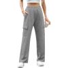 imageIWOLLENCE Womens Cargo Sweatpants Baggy Wide Straight Leg Sweats Pants with PocketsE02 Dark Gray