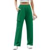 imageIWOLLENCE Womens Cargo Sweatpants Baggy Wide Straight Leg Sweats Pants with PocketsE02 Green