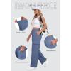 imageIWOLLENCE Womens Cargo Sweatpants Baggy Wide Straight Leg Sweats Pants with PocketsE02 Haze Blue