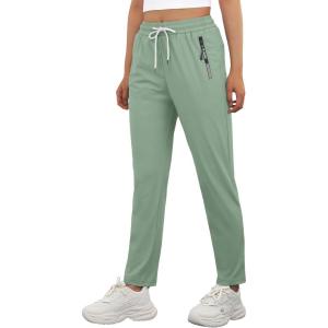 imageIWOLLENCE Womens Active Stretch Pants Quick Dry Breathable Athletic Comfy Fit Hiking Pant with Zipper PocketsCgray Green