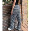 imageIWOLLENCE Womens Casual Loose Checkered Wide Leg Pants High Waist Straight Lounge Y2K Gingham TrousersBhblack White Houndstooth