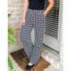 imageIWOLLENCE Womens Casual Loose Checkered Wide Leg Pants High Waist Straight Lounge Y2K Gingham TrousersBhblack White Houndstooth