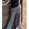 imageIWOLLENCE Womens Casual Loose Checkered Wide Leg Pants High Waist Straight Lounge Y2K Gingham TrousersBhblack White Houndstooth
