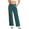 imageIWOLLENCE Womens Casual Loose Checkered Wide Leg Pants High Waist Straight Lounge Y2K Gingham TrousersCdblack Blue Green