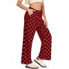 imageIWOLLENCE Womens Casual Loose Checkered Wide Leg Pants High Waist Straight Lounge Y2K Gingham TrousersCdblack Red