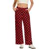 imageIWOLLENCE Womens Casual Loose Checkered Wide Leg Pants High Waist Straight Lounge Y2K Gingham TrousersCdblack Red