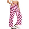 imageIWOLLENCE Womens Casual Loose Checkered Wide Leg Pants High Waist Straight Lounge Y2K Gingham TrousersCddark Pink White