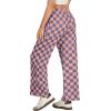 imageIWOLLENCE Womens Casual Loose Checkered Wide Leg Pants High Waist Straight Lounge Y2K Gingham TrousersCdorange Blue Plaid