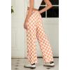 imageIWOLLENCE Womens Casual Loose Checkered Wide Leg Pants High Waist Straight Lounge Y2K Gingham TrousersCdorange Wihte