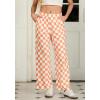 imageIWOLLENCE Womens Casual Loose Checkered Wide Leg Pants High Waist Straight Lounge Y2K Gingham TrousersCdorange Wihte
