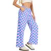 imageIWOLLENCE Womens Casual Loose Checkered Wide Leg Pants High Waist Straight Lounge Y2K Gingham TrousersCdpink Blue