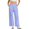 imageIWOLLENCE Womens Casual Loose Checkered Wide Leg Pants High Waist Straight Lounge Y2K Gingham TrousersCdpink Blue