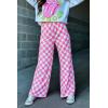 imageIWOLLENCE Womens Casual Loose Checkered Wide Leg Pants High Waist Straight Lounge Y2K Gingham TrousersCdpink White