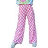 imageIWOLLENCE Womens Casual Loose Checkered Wide Leg Pants High Waist Straight Lounge Y2K Gingham TrousersCdpink White