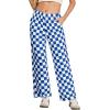 imageIWOLLENCE Womens Casual Loose Checkered Wide Leg Pants High Waist Straight Lounge Y2K Gingham TrousersCdroyal Blue White