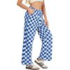 imageIWOLLENCE Womens Casual Loose Checkered Wide Leg Pants High Waist Straight Lounge Y2K Gingham TrousersCdroyal Blue White