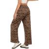 imageIWOLLENCE Womens Casual Loose Checkered Wide Leg Pants High Waist Straight Lounge Y2K Gingham TrousersLdkhaki Brown Leopard
