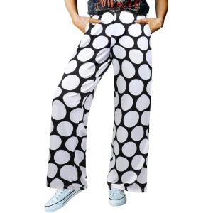 imageIWOLLENCE Womens Casual Loose Checkered Wide Leg Pants High Waist Straight Lounge Y2K Gingham TrousersBcblack White Circle