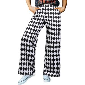 imageIWOLLENCE Womens Casual Loose Checkered Wide Leg Pants High Waist Straight Lounge Y2K Gingham TrousersBrblack White Rhomboid