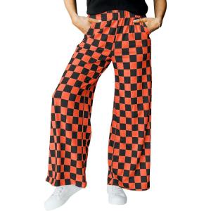 imageIWOLLENCE Womens Casual Loose Checkered Wide Leg Pants High Waist Straight Lounge Y2K Gingham TrousersCdblack Orange Plaid