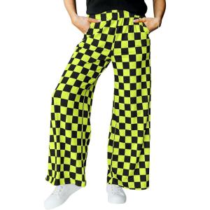 imageIWOLLENCE Womens Casual Loose Checkered Wide Leg Pants High Waist Straight Lounge Y2K Gingham TrousersCdblack Yellow
