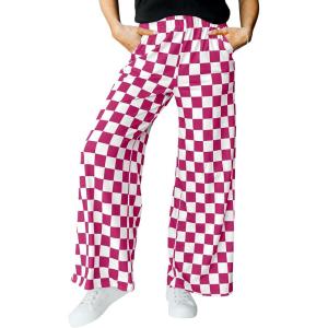 imageIWOLLENCE Womens Casual Loose Checkered Wide Leg Pants High Waist Straight Lounge Y2K Gingham TrousersCddark Pink White